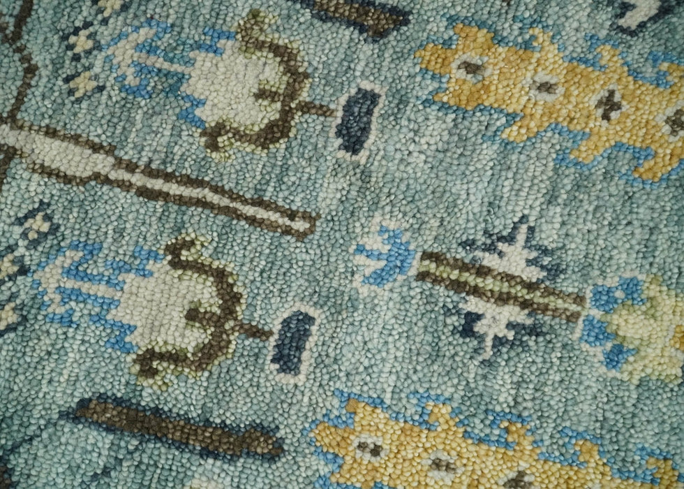 Ready to Ship 8x10, 9x12 Aqua and Ivory Tree Design Hand Knotted Wool Area Rug