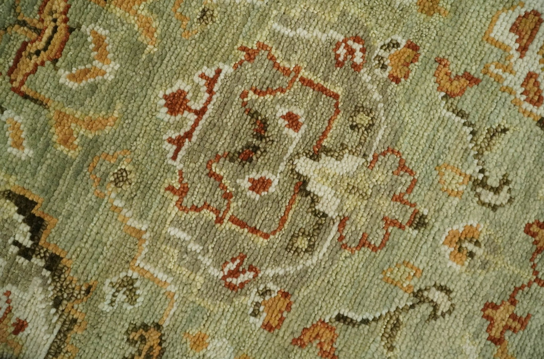 Ready to Ship 8x10, 9x12,10x14 Hand Knotted Green and beige Traditional Vintage Style Antique Wool Rug