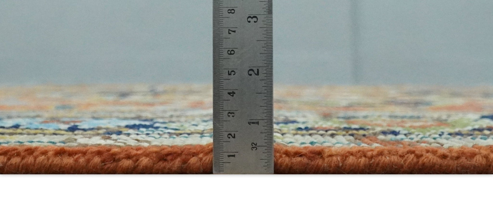 Ready to Ship 8x10 Rust and Blue Traditional Hand Knotted Wool Area Rug