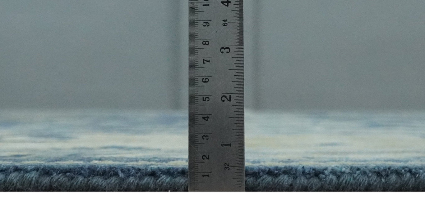 Ready to Ship 9x12 Hand Knotted Blue and Beige Traditional Oushak Wool Rug