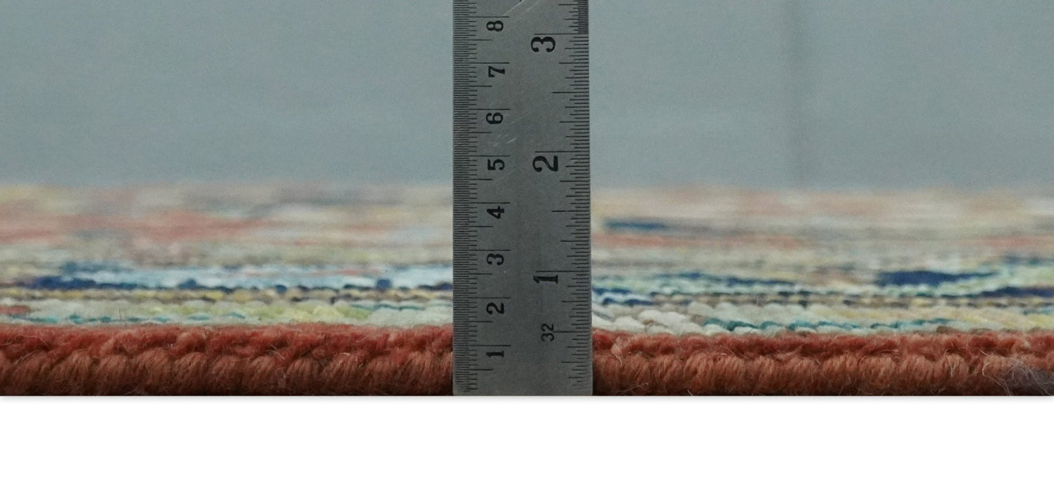 Ready to Ship 9x12 Rust and Blue Traditional Vintage Style Hand Knotted Wool Area Rug