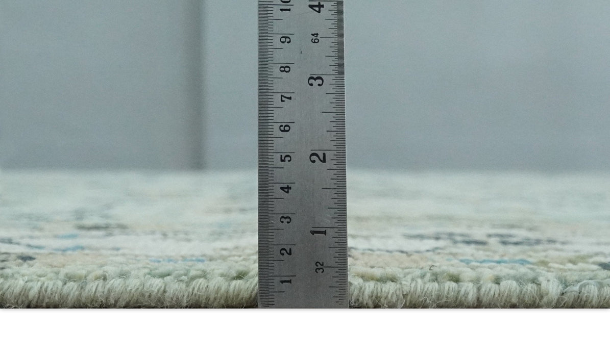 Ready to Ship Antique Moss Green and Ivory Hand Knotted Traditional Wool Area Rug