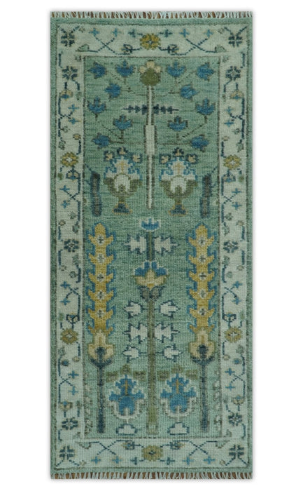 Ready to Ship Antique Moss Green and Ivory Hand Knotted Traditional Wool Area Rug