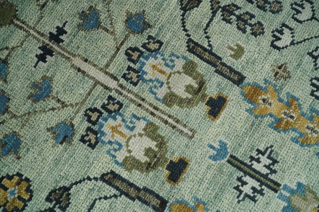 Ready to Ship Antique Moss Green and Ivory Hand Knotted Traditional Wool Area Rug