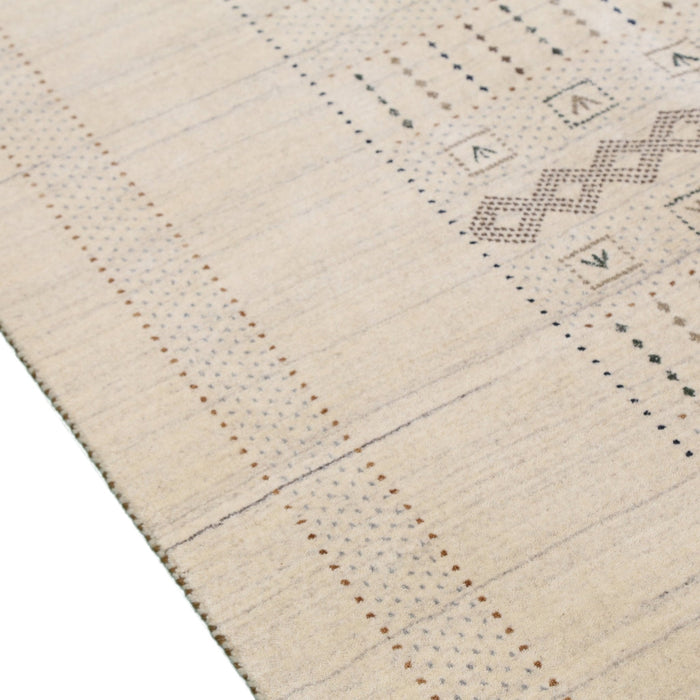 Ready to Ship Beige Gabbeh Design Hand Loomed Wool Area Rug