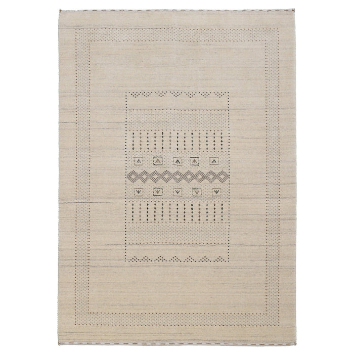 Ready to Ship Beige Gabbeh Design Hand Loomed Wool Area Rug
