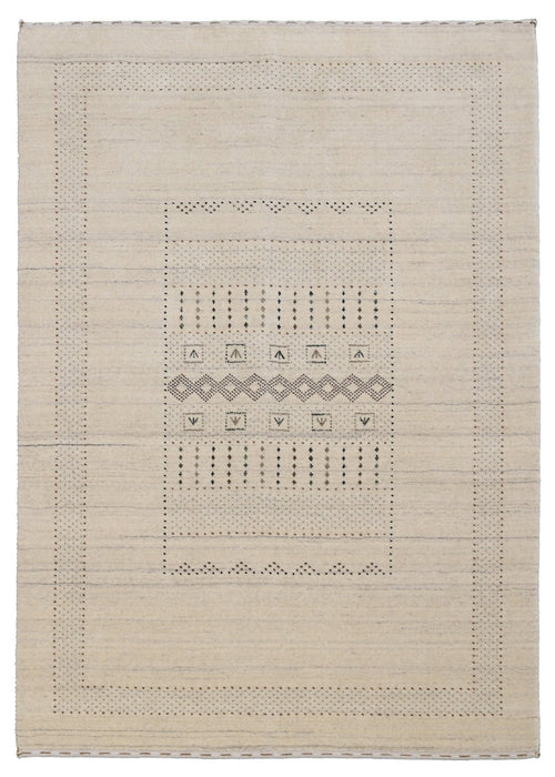 Ready to Ship Beige Gabbeh Design Hand Loomed Wool Area Rug