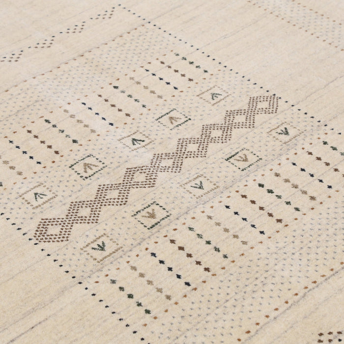 Ready to Ship Beige Gabbeh Design Hand Loomed Wool Area Rug