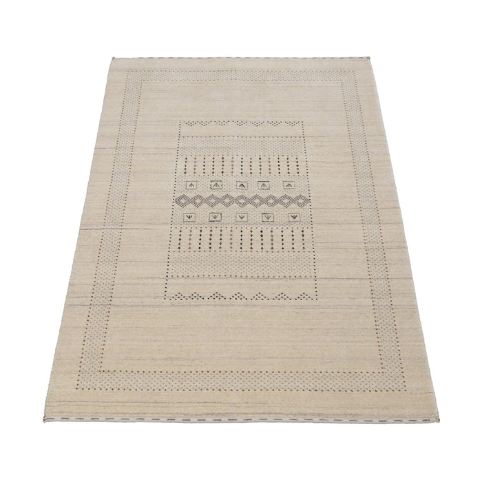 Ready to Ship Beige Gabbeh Design Hand Loomed Wool Area Rug