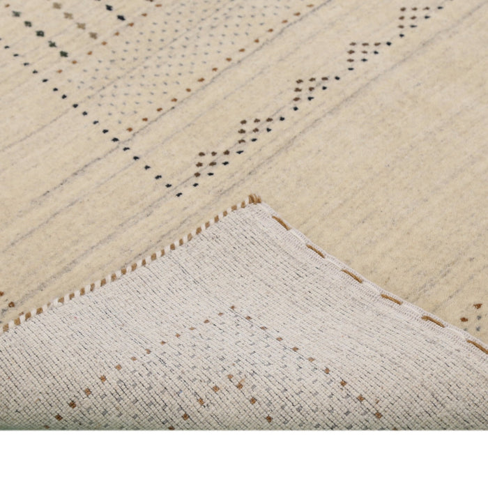 Ready to Ship Beige Gabbeh Design Hand Loomed Wool Area Rug