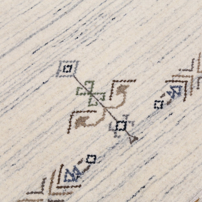 Ready to Ship Beige Tribal Center Medallion Hand Loomed Wool Rug