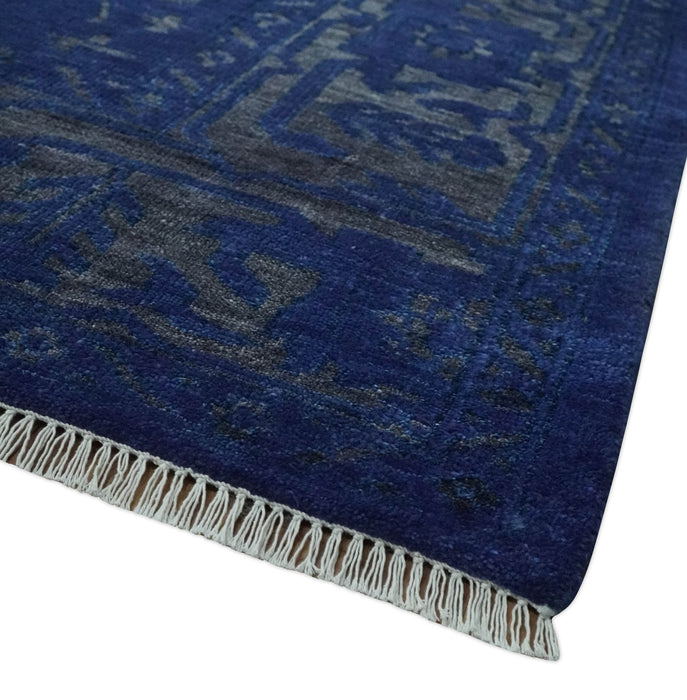 Ready to Ship Blue and Gray Hand knotted Oushak 8x10 and 9x12 wool Area Rug