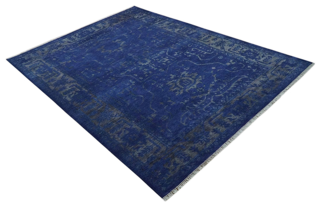 Ready to Ship Blue and Gray Hand knotted Oushak 8x10 and 9x12 wool Area Rug