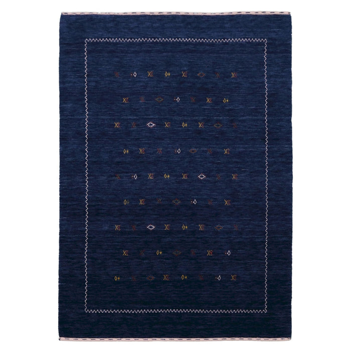 Ready to Ship Blue And White Modern Design Hand Loomed Wool Area Rug