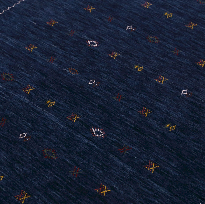 Ready to Ship Blue And White Modern Design Hand Loomed Wool Area Rug