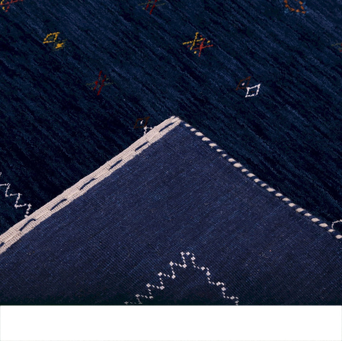 Ready to Ship Blue And White Modern Design Hand Loomed Wool Area Rug