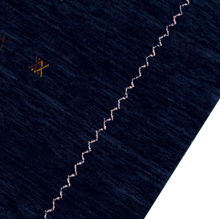 Ready to Ship Blue And White Modern Design Hand Loomed Wool Area Rug