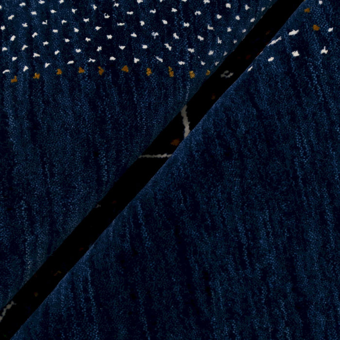 Ready to Ship Blue Center Pattern Hand Loomed Wool Area Rug