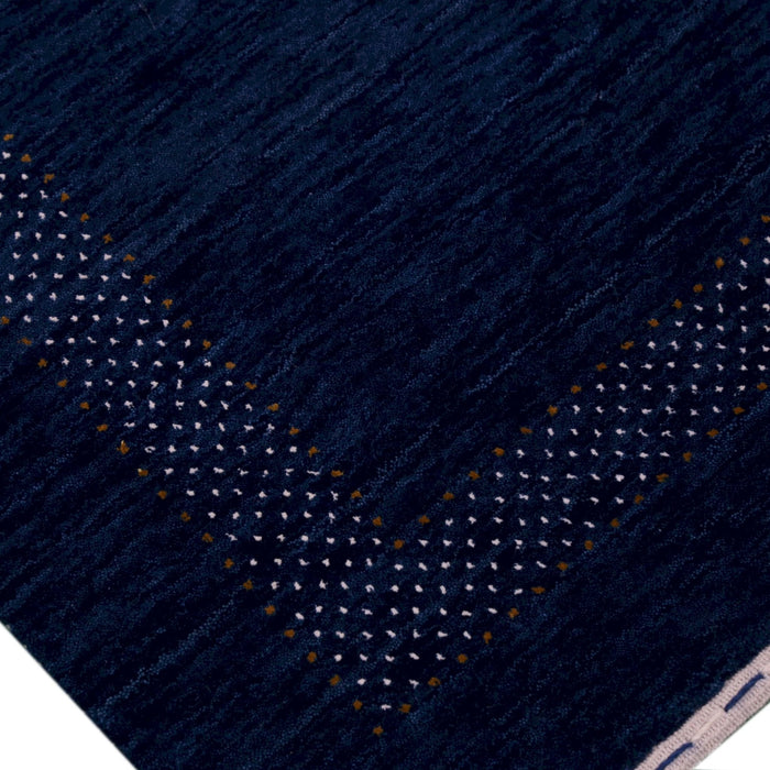 Ready to Ship Blue Center Pattern Hand Loomed Wool Area Rug