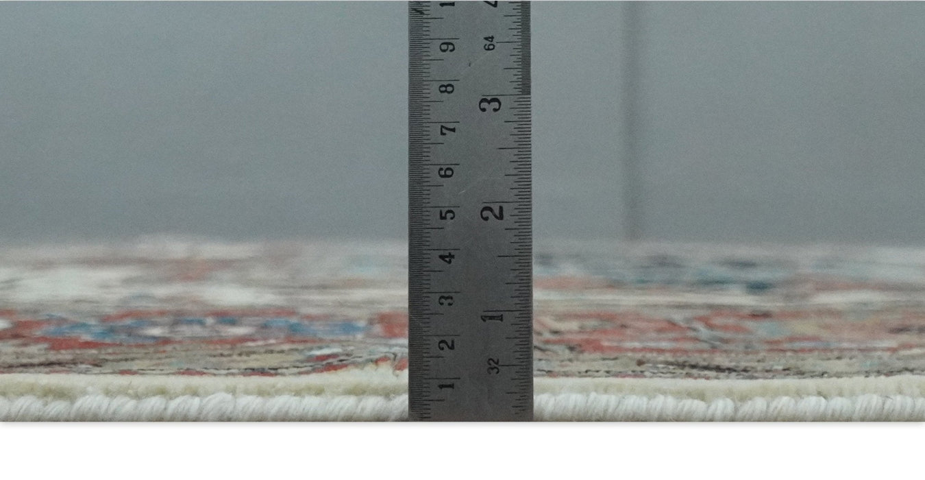 Ready to Ship Blue, Rust and Ivory 8x10 Hand knotted Traditional Wool Area Rug