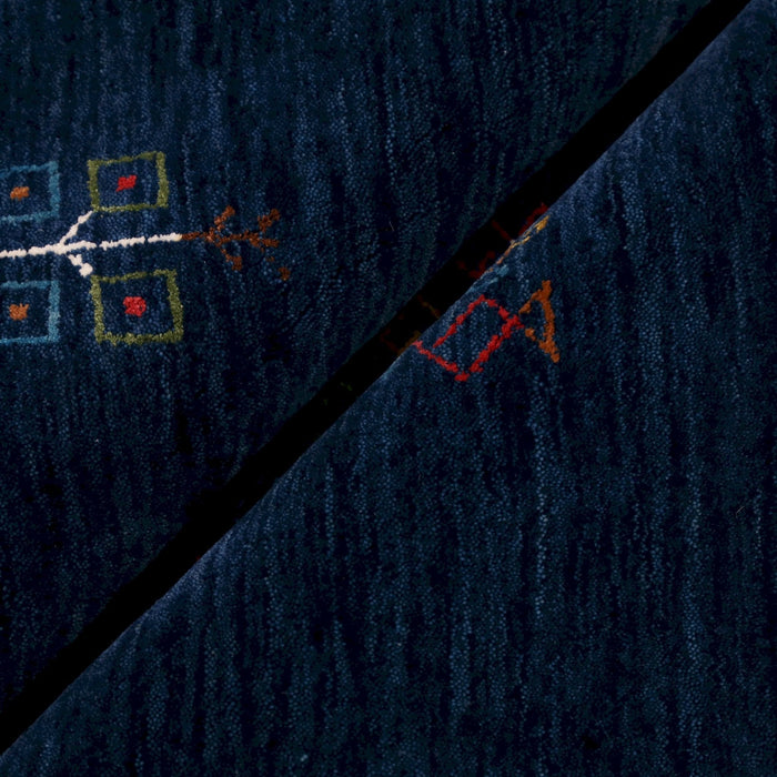 Ready to Ship Blue Tribal Center Medallion Hand Loomed Wool Area Rug