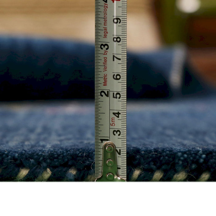 Ready to Ship Blue Tribal Center Medallion Hand Loomed Wool Area Rug