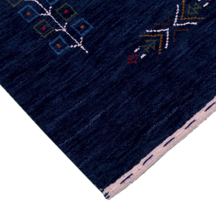 Ready to Ship Blue Tribal Center Medallion Hand Loomed Wool Area Rug