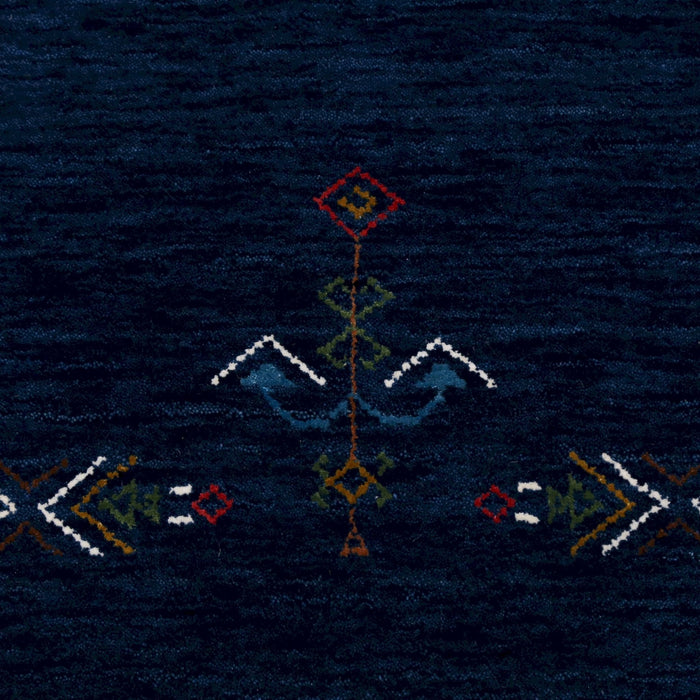 Ready to Ship Blue Tribal Center Medallion Hand Loomed Wool Area Rug