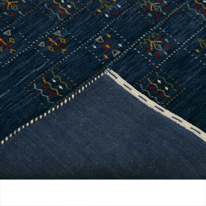 Ready to Ship Blue Tribal Design Hand Loomed Wool Area Rug