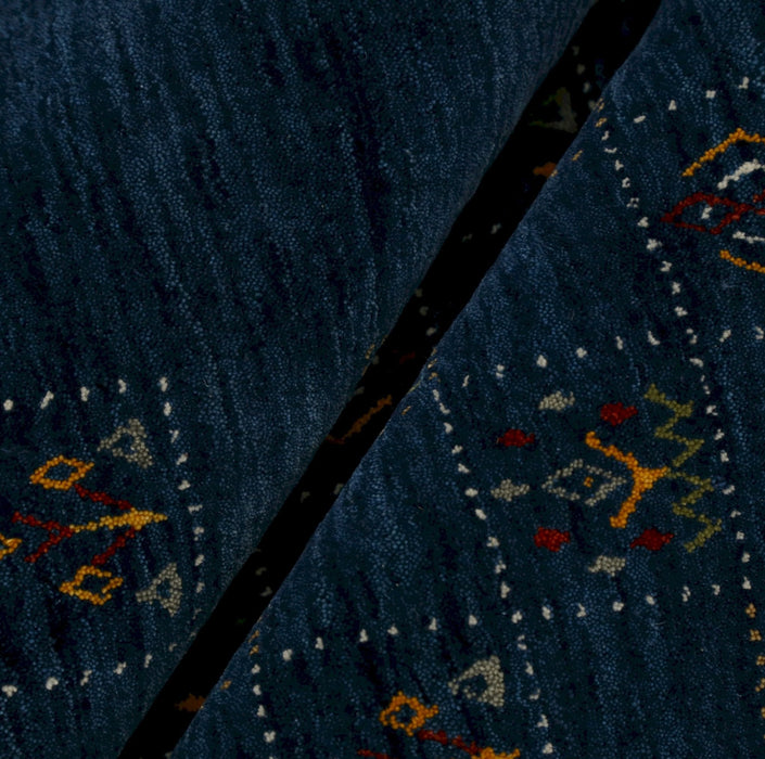 Ready to Ship Blue Tribal Design Hand Loomed Wool Area Rug