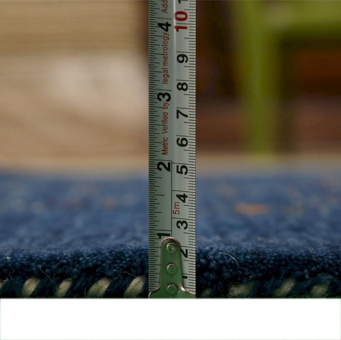 Ready to Ship Blue Tribal Design Hand Loomed Wool Area Rug