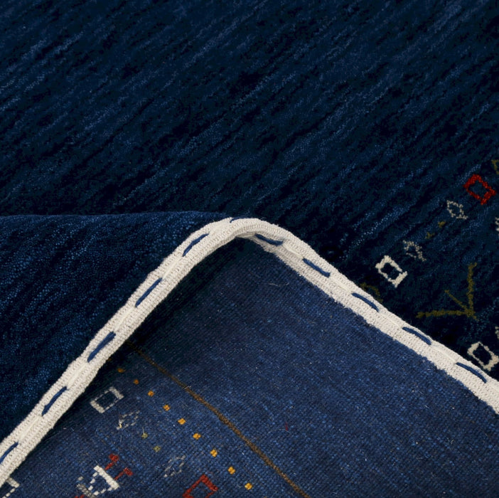 Ready to Ship Contemporary Blue Design Hand Loomed Wool Area Rug