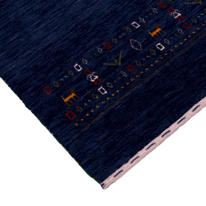 Ready to Ship Contemporary Blue Design Hand Loomed Wool Area Rug