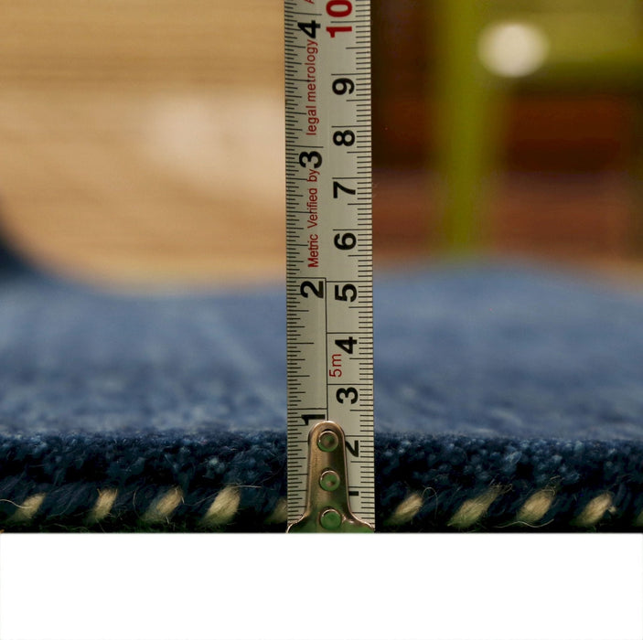 Ready to Ship Contemporary Blue Design Hand Loomed Wool Area Rug