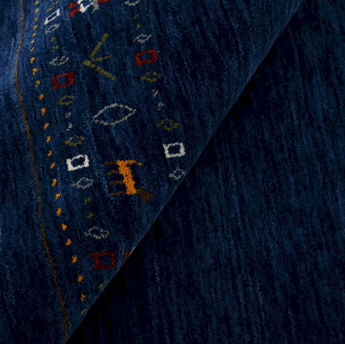 Ready to Ship Contemporary Blue Design Hand Loomed Wool Area Rug