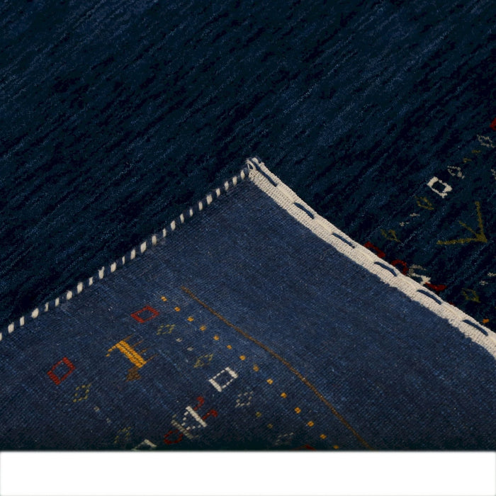 Ready to Ship Contemporary Blue Design Hand Loomed Wool Area Rug