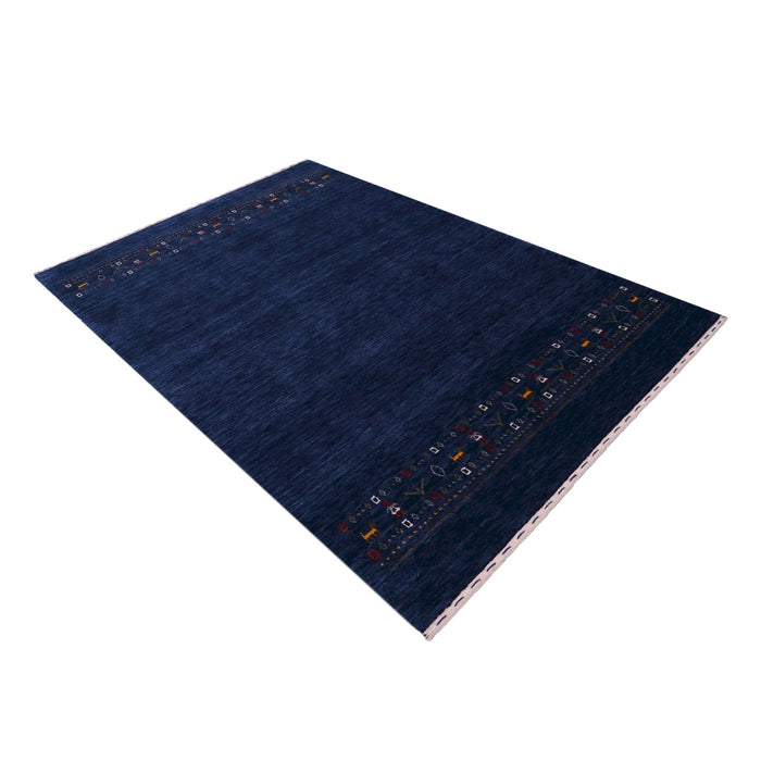 Ready to Ship Contemporary Blue Design Hand Loomed Wool Area Rug