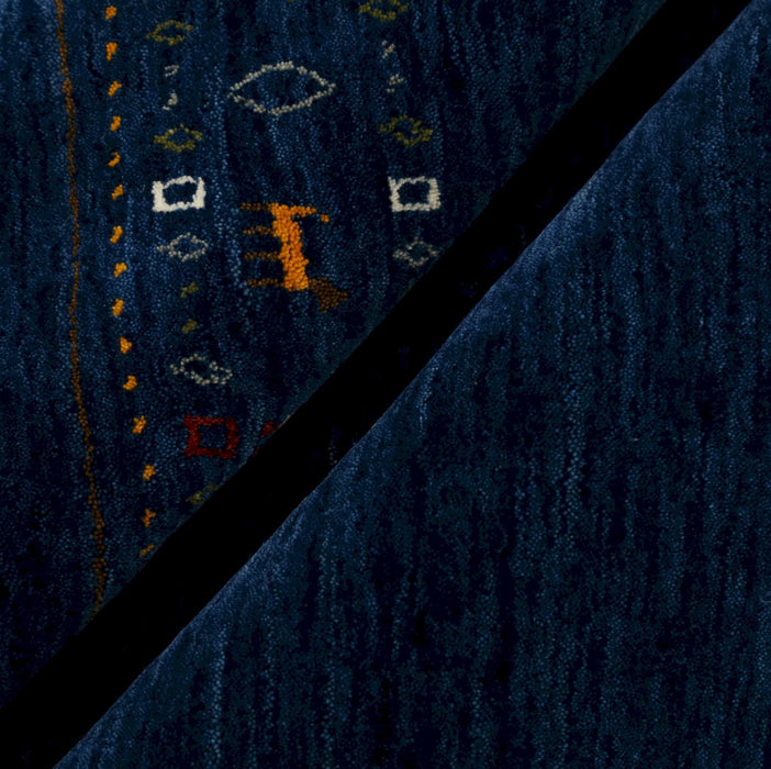 Ready to Ship Contemporary Blue Design Hand Loomed Wool Area Rug