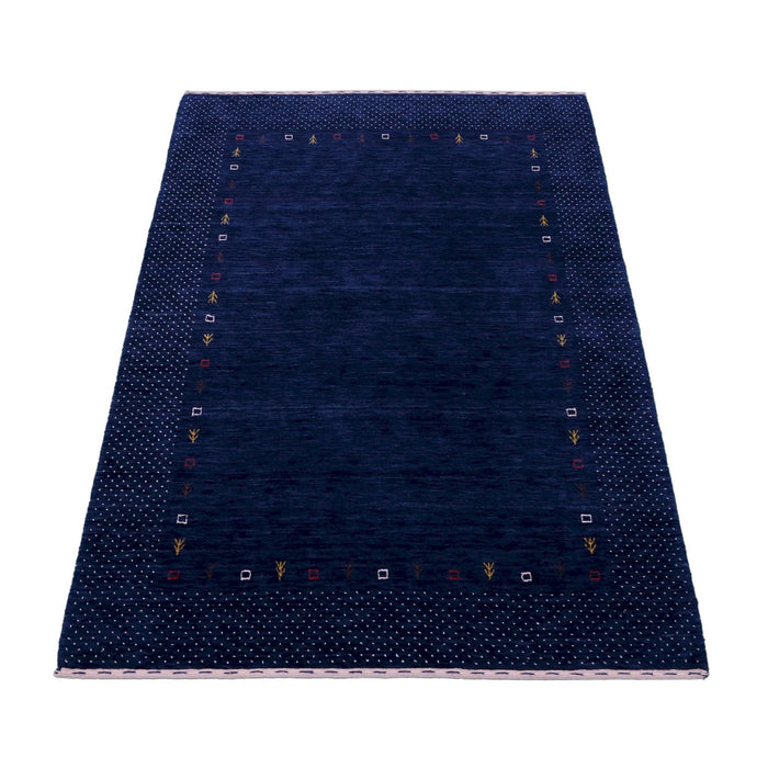 Ready to Ship Contemporary Gabbeh Border Design Hand Loomed Wool Area Rug