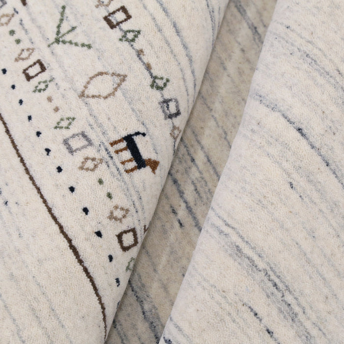 Ready to Ship Contemporary Ivory Design Hand Loomed Wool Rug