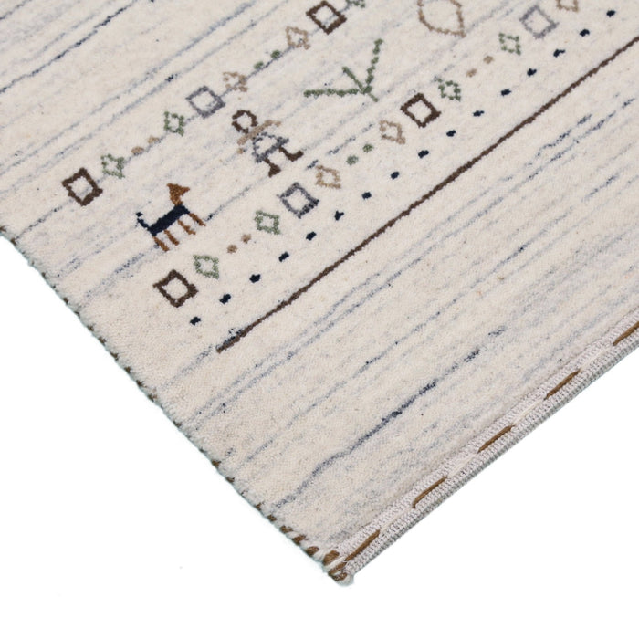 Ready to Ship Contemporary Ivory Design Hand Loomed Wool Rug