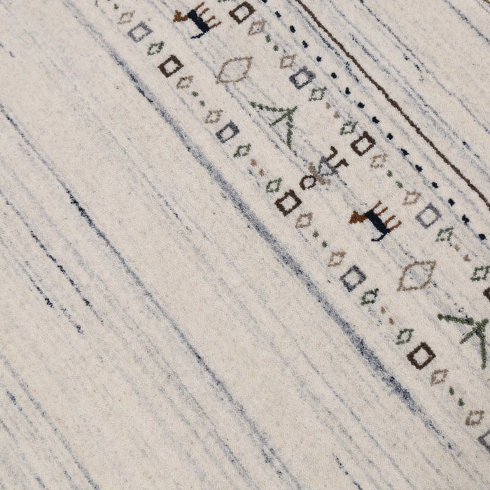 Ready to Ship Contemporary Ivory Design Hand Loomed Wool Rug