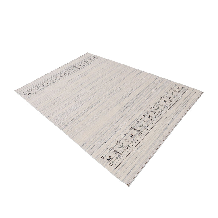 Ready to Ship Contemporary Ivory Design Hand Loomed Wool Rug