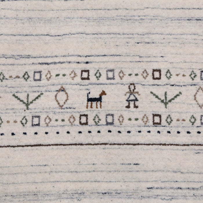 Ready to Ship Contemporary Ivory Design Hand Loomed Wool Rug