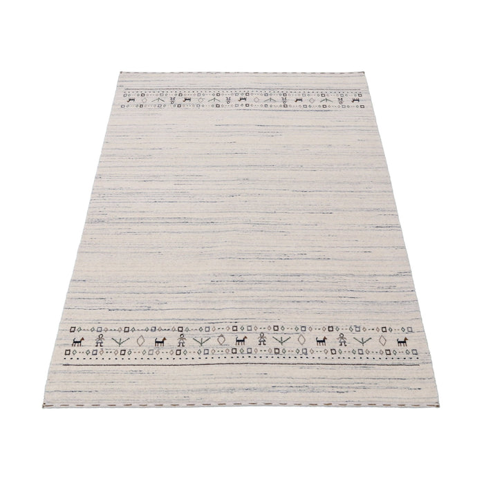 Ready to Ship Contemporary Ivory Design Hand Loomed Wool Rug