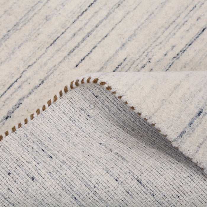 Ready to Ship Contemporary Ivory Design Hand Loomed Wool Rug