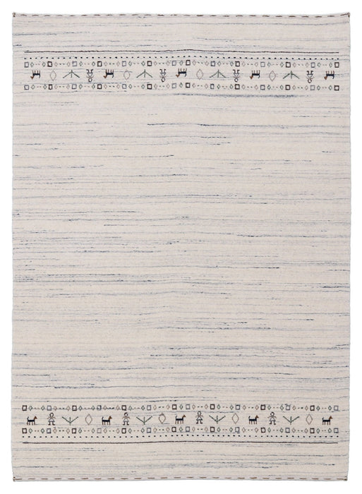 Ready to Ship Contemporary Ivory Design Hand Loomed Wool Rug