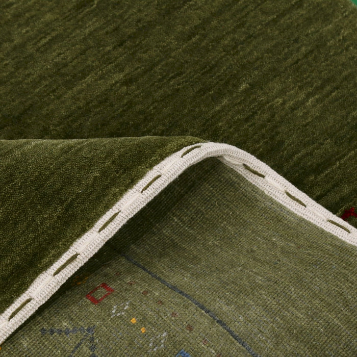 Ready to Ship Green Contemporary Design Hand Loomed Wool Area Rug