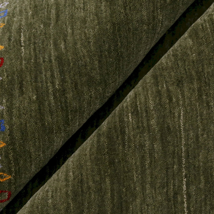 Ready to Ship Green Contemporary Design Hand Loomed Wool Area Rug