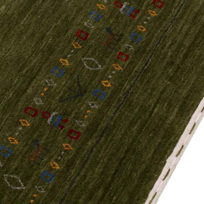 Ready to Ship Green Contemporary Design Hand Loomed Wool Area Rug